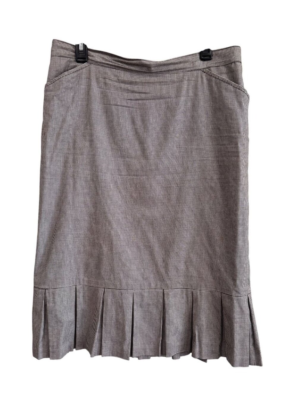 Maxime Womens Houndstooth Pleated A-Line Skirt Size 12 Black/White Cotton